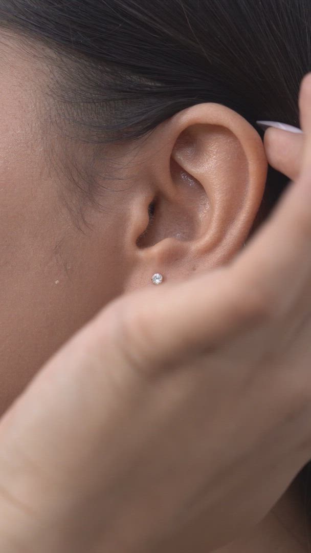 Gold-Plated Simple Solitaire 4mm Stud Earrings in Sterling Silver