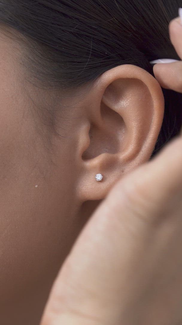 Silver Earrings for Women Solitaire Screwback Studs in 925 Silver