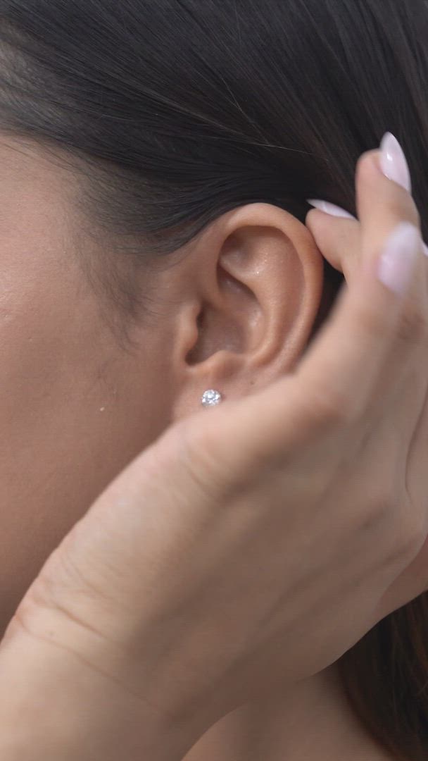 Silver Earrings for Women Solitaire Screwback Studs in 925 Silver