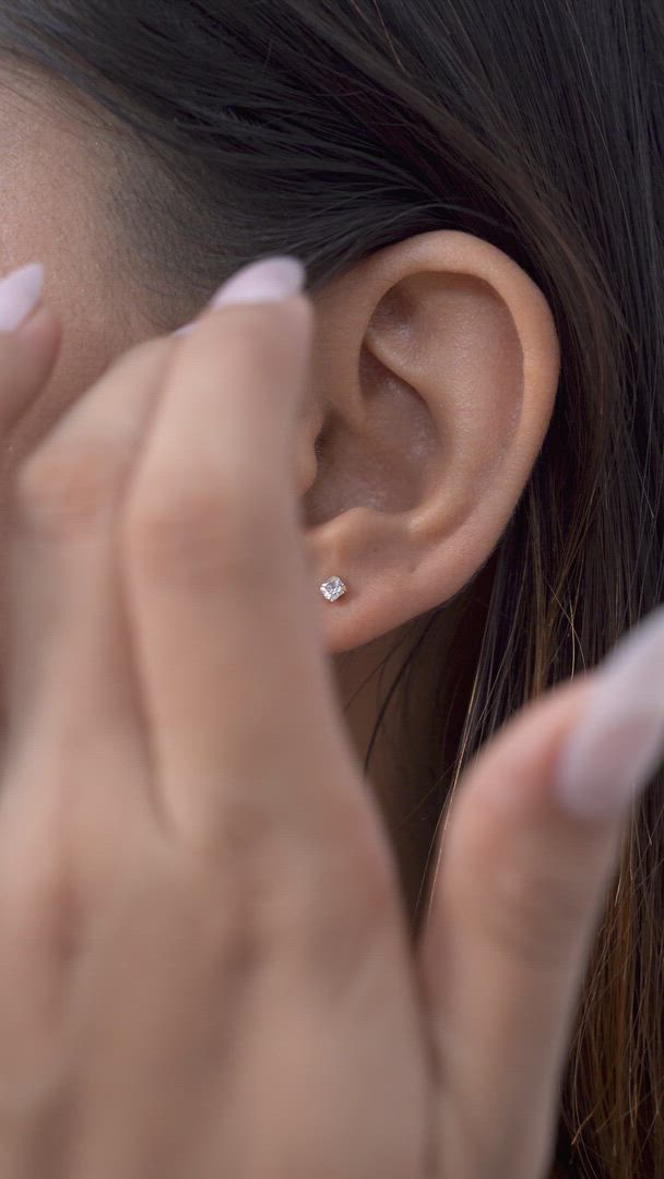 Pristine Princess Cut Solitaire Studs | Gold-Plated Sterling Silver