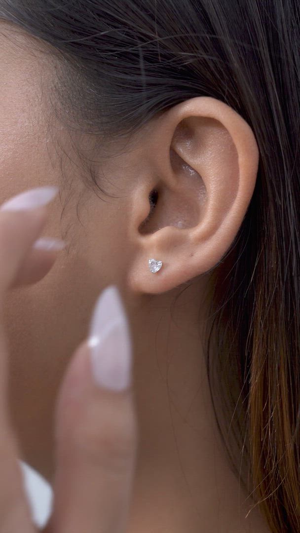 Heart Screwback Stud Earrings in 925 Sterling Silver