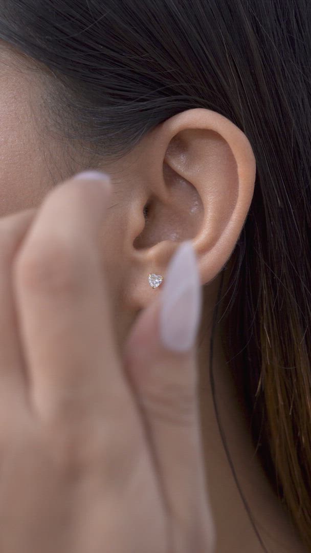 Heart Solitaire Screwback Studs | Gold-Plated 925 Sterling Silver