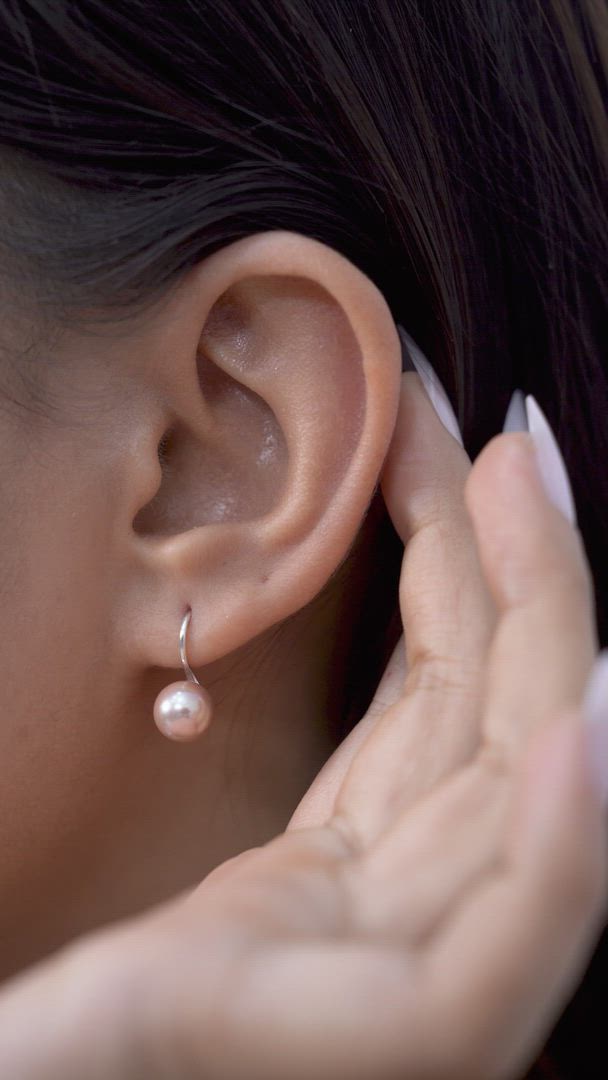 Dainty Pearl Hook Earrings in Rose Gold-Plated Sterling Silver