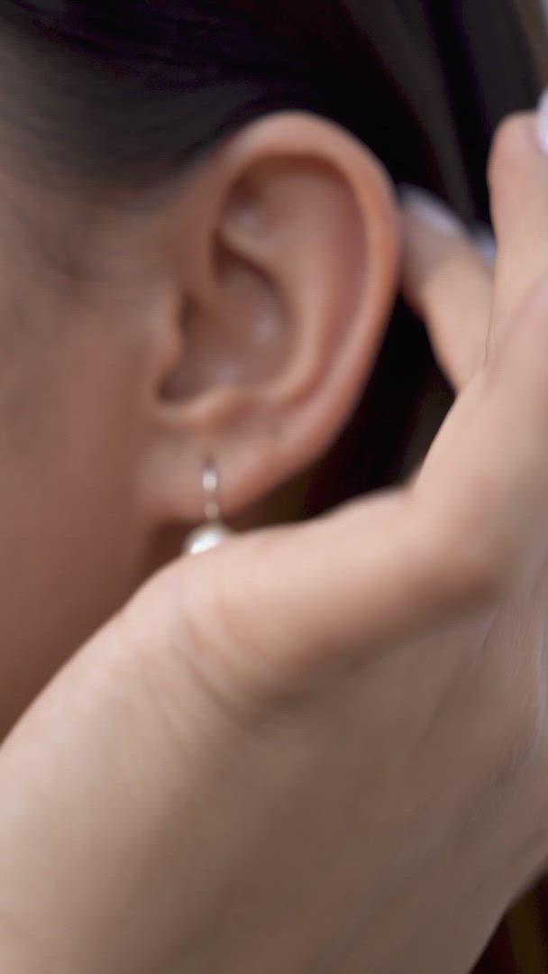 Round Pearl Hook Earrings, Stylish Solitaire 925 Sterling Silver