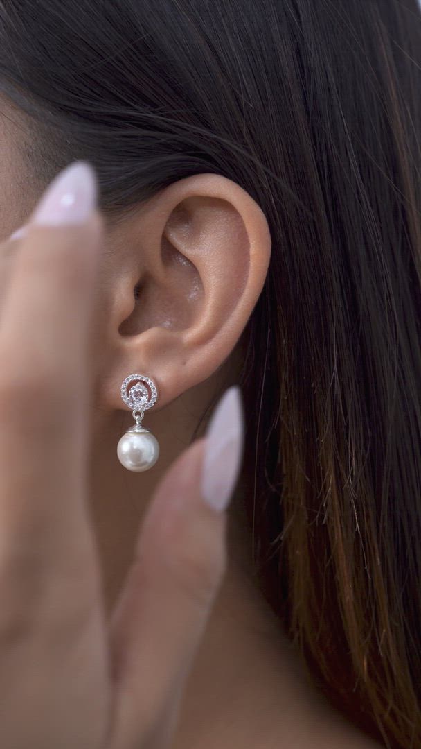 Circle of Life Pearl Earrings for Women in 925 Sterling Silver