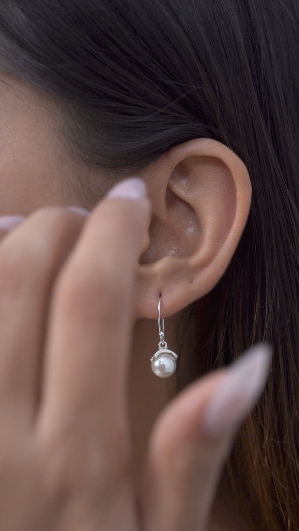 Stylish Pearl Drop Earrings in 925 Sterling Silver