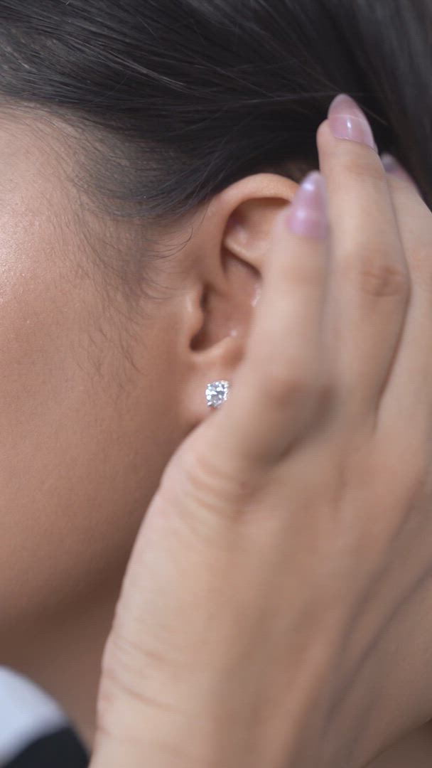 Screwback Stud Earrings, Classic Solitaire 925 Sterling Silver