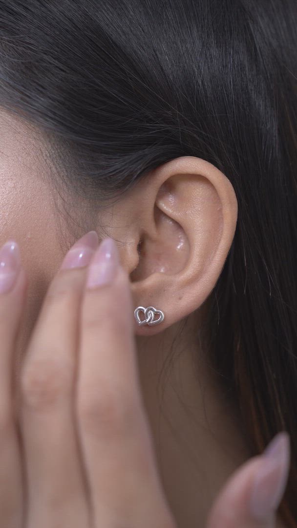 Entwined Heart Stud Earrings for Women in 925 Sterling Silver