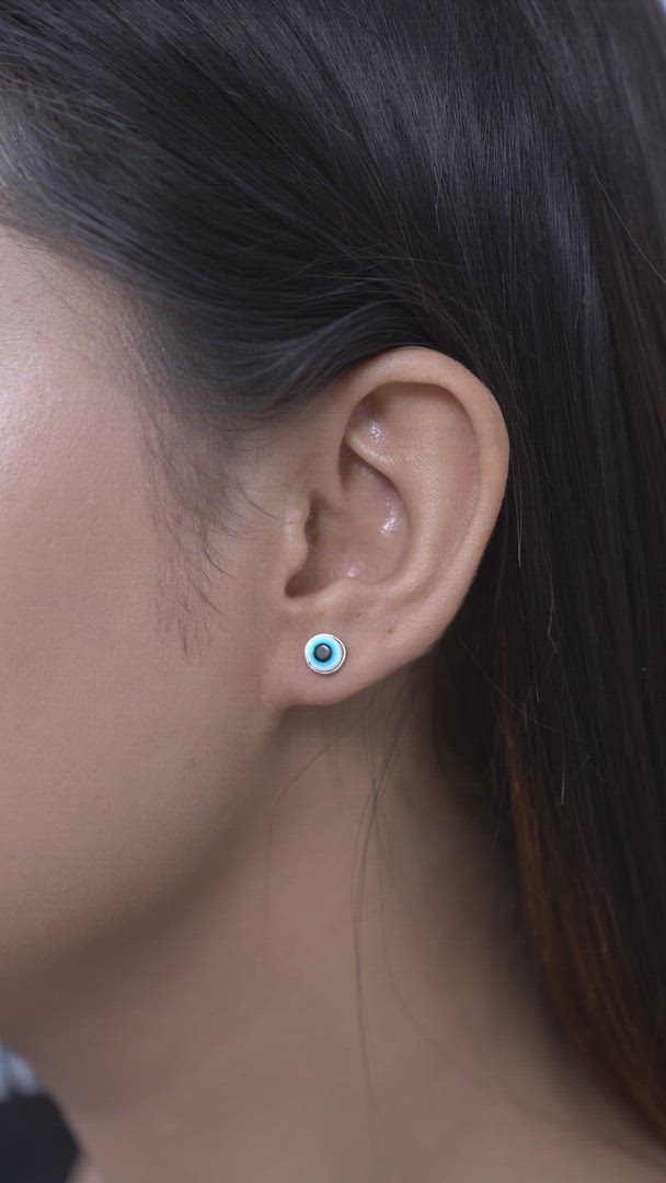 Classic Evil Eye Stud Earrings for Girls in 925 Sterling Silver