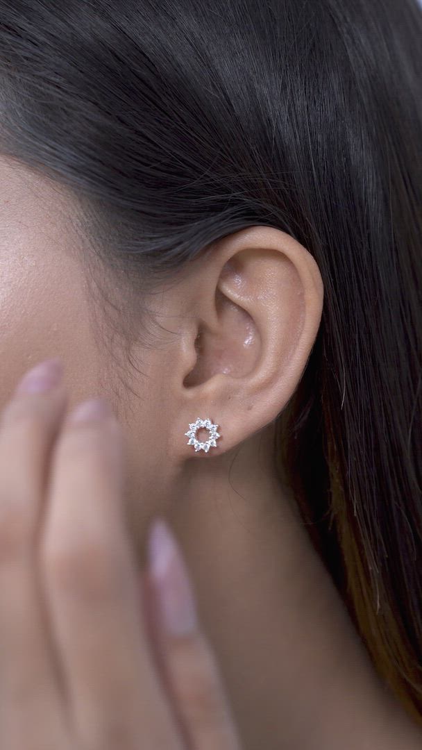 Radiant Sun Earrings with American Diamond in 925 Sterling Silver