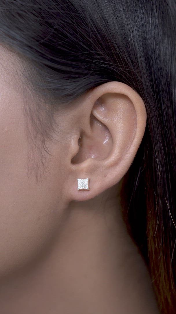 Glistening Square Studs for Daily Wear in 925 Sterling Silver
