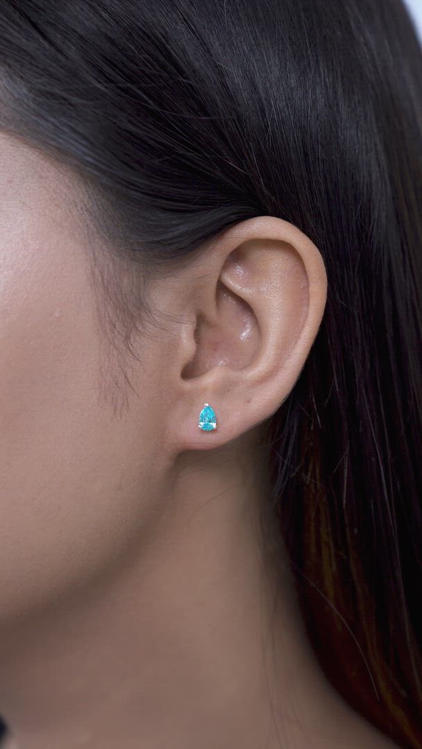 Blue Lagoon Teardrop Solitaire Earrings in 925 Sterling Silver