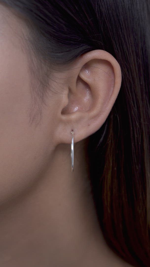 Pure Silver Hoops Classic Piercing Earrings in 925 Sterling Silver