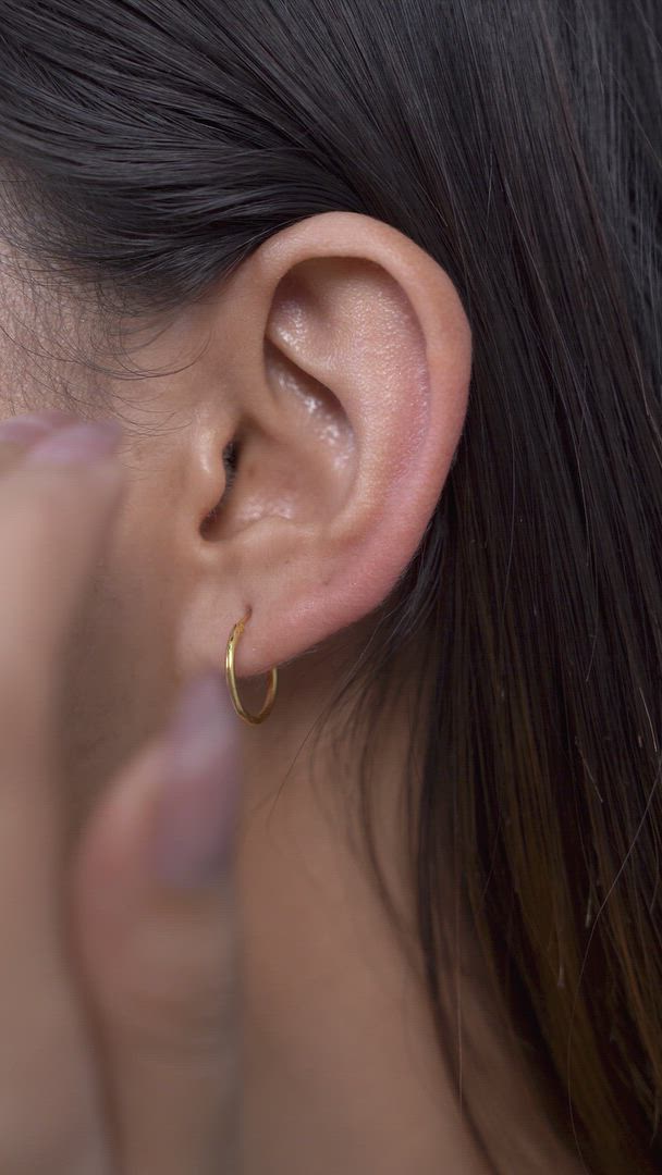 Plain Gold Sleeper Hoop Earrings in Gold-Plated Sterling Silver