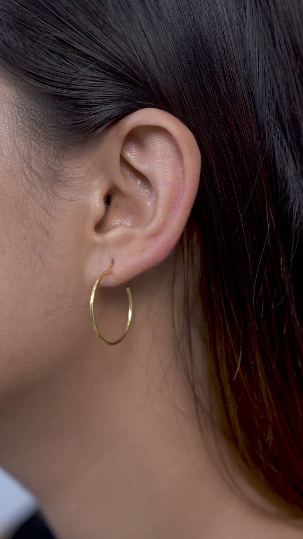 Large Hoop Earrings Classic Gold-Plated 925 Sterling Silver