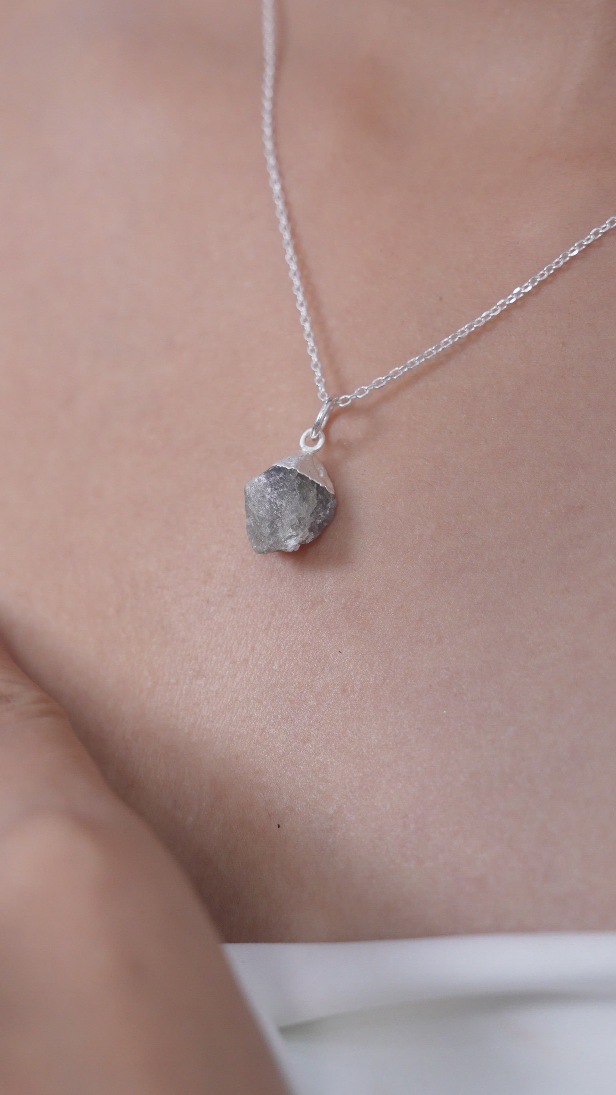 Rough Cut Labradorite Locket Pendant in 925 Sterling Silver
