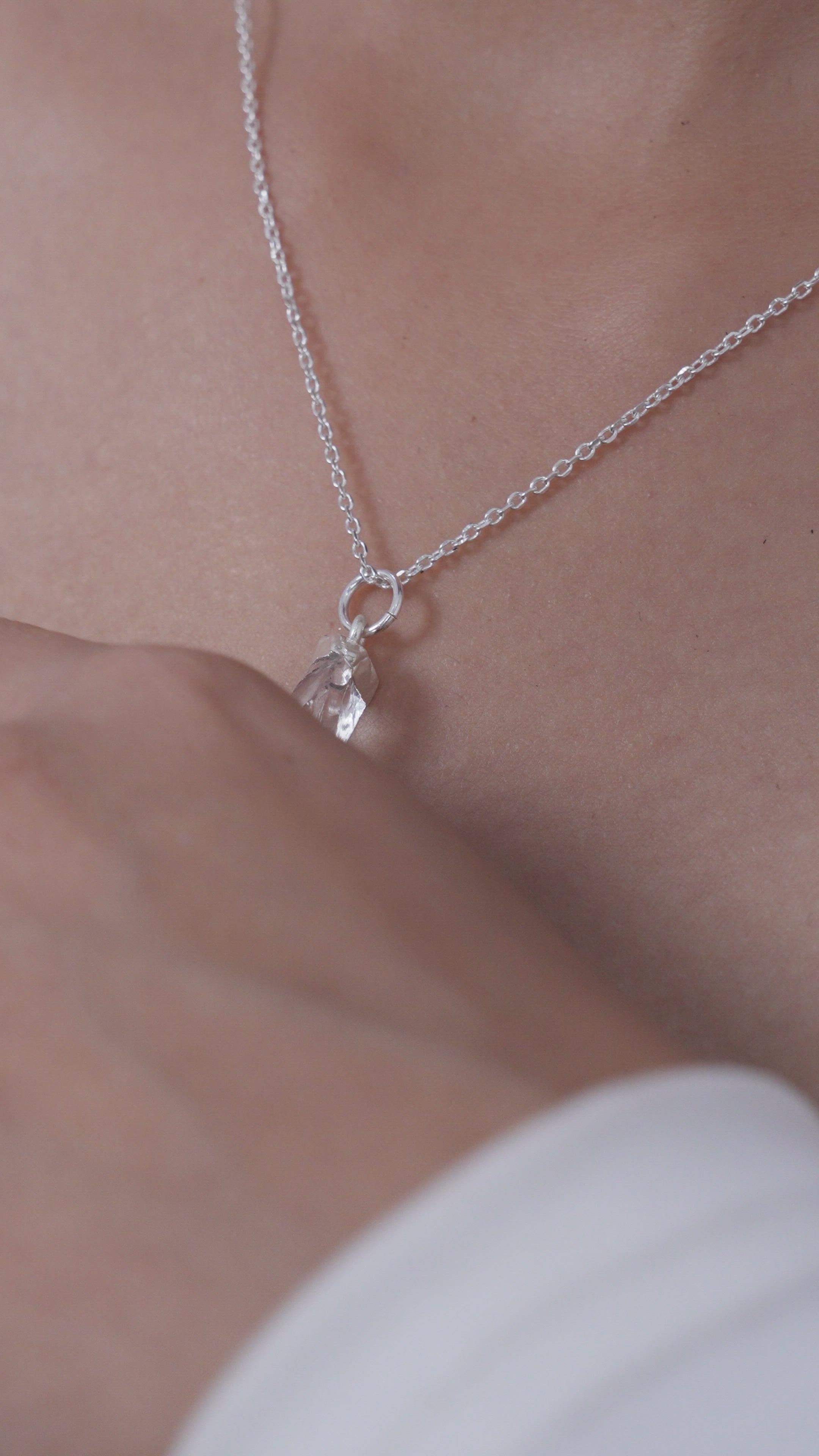 Raw Clear Quartz Locket Pendant in 925 Sterling Silver