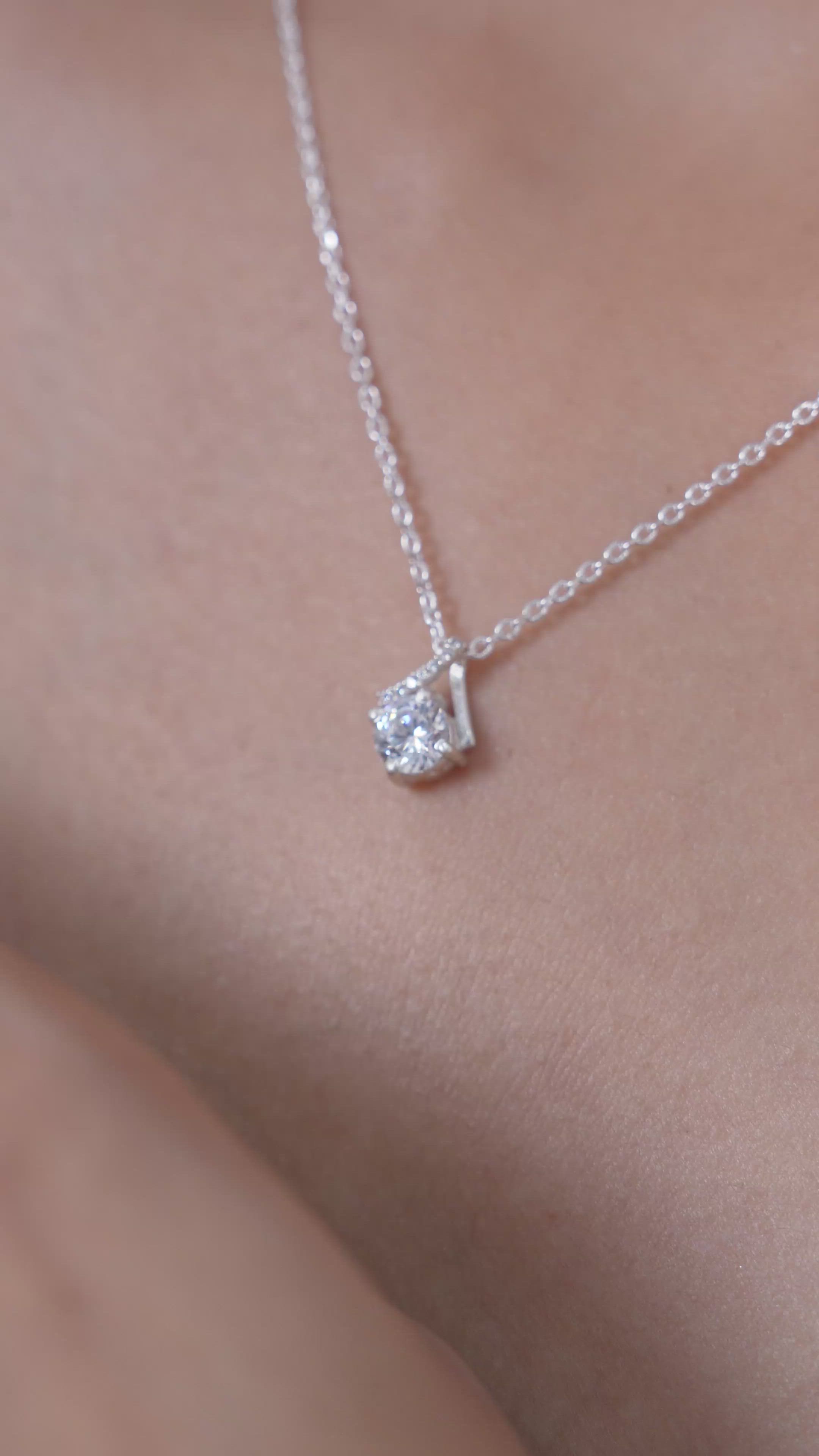 Starlit American Diamond Studded Pendant in Sterling Silver