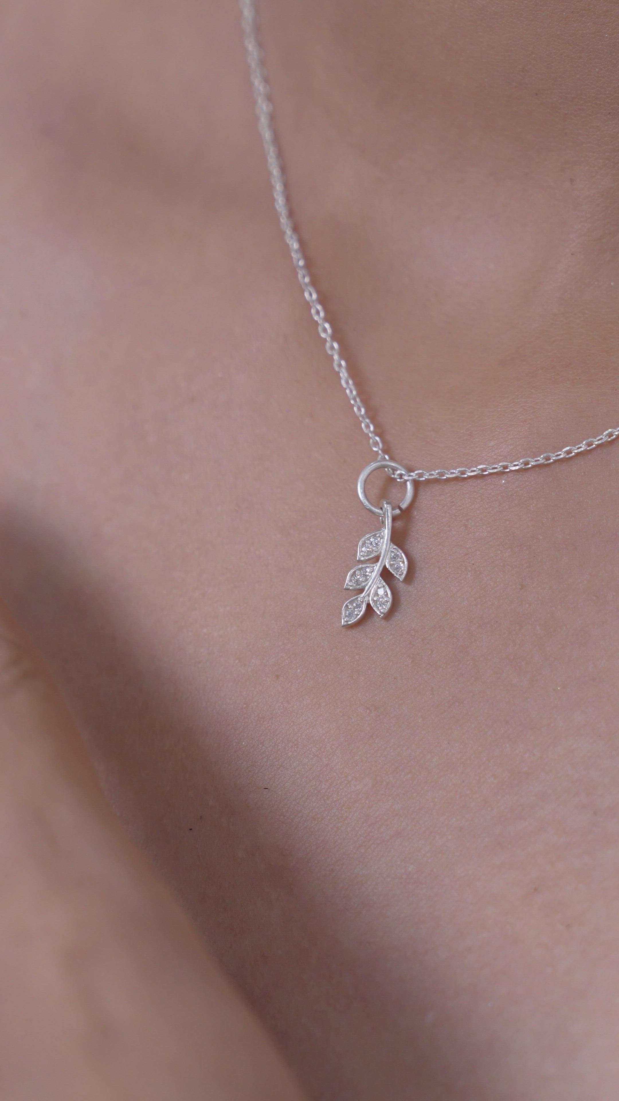 Pristine Leaf American Diamond Pendant in 925 Sterling Silver