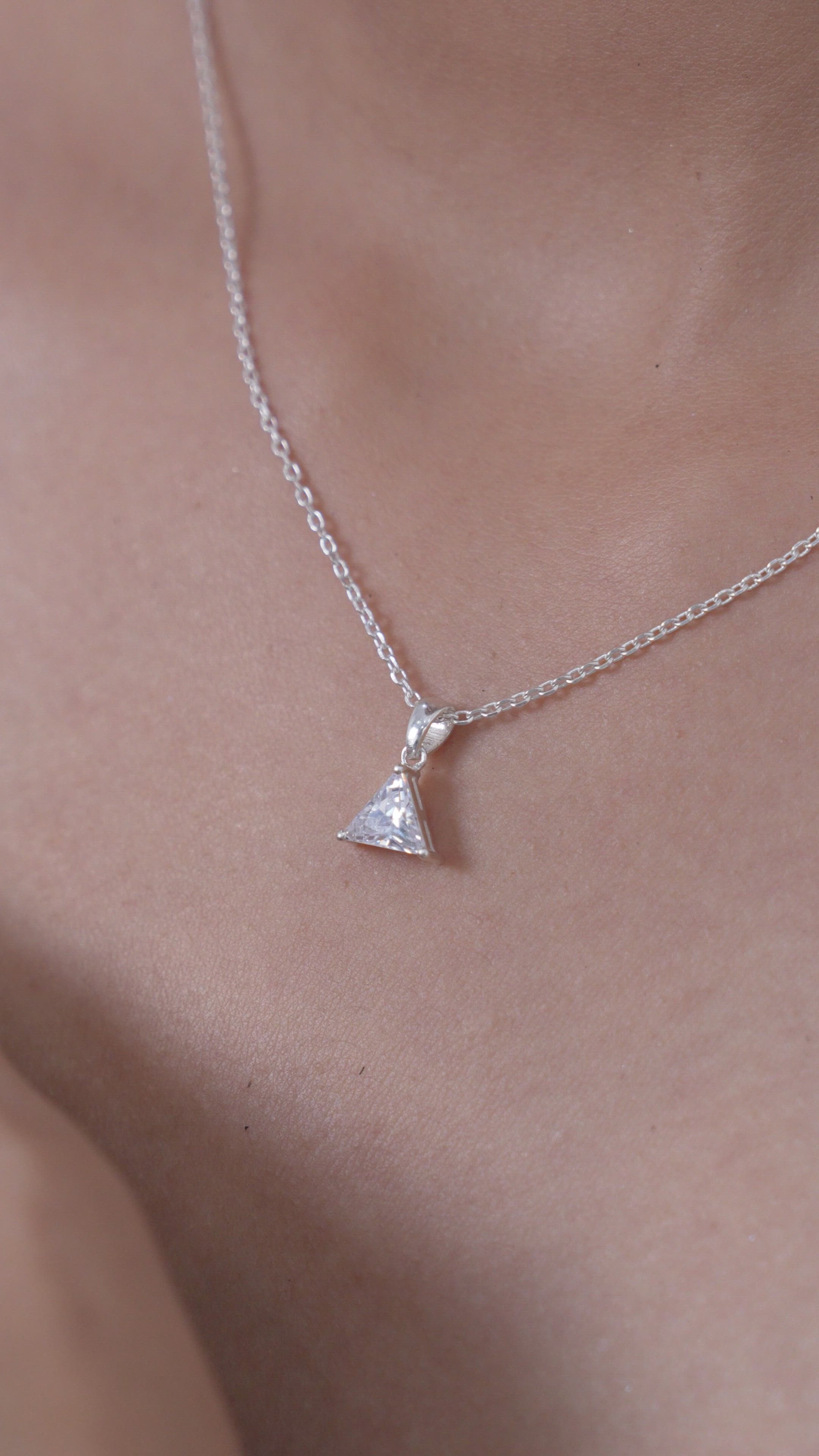 Sparkling Trillion Solitaire Pendant in 925 Sterling Silver
