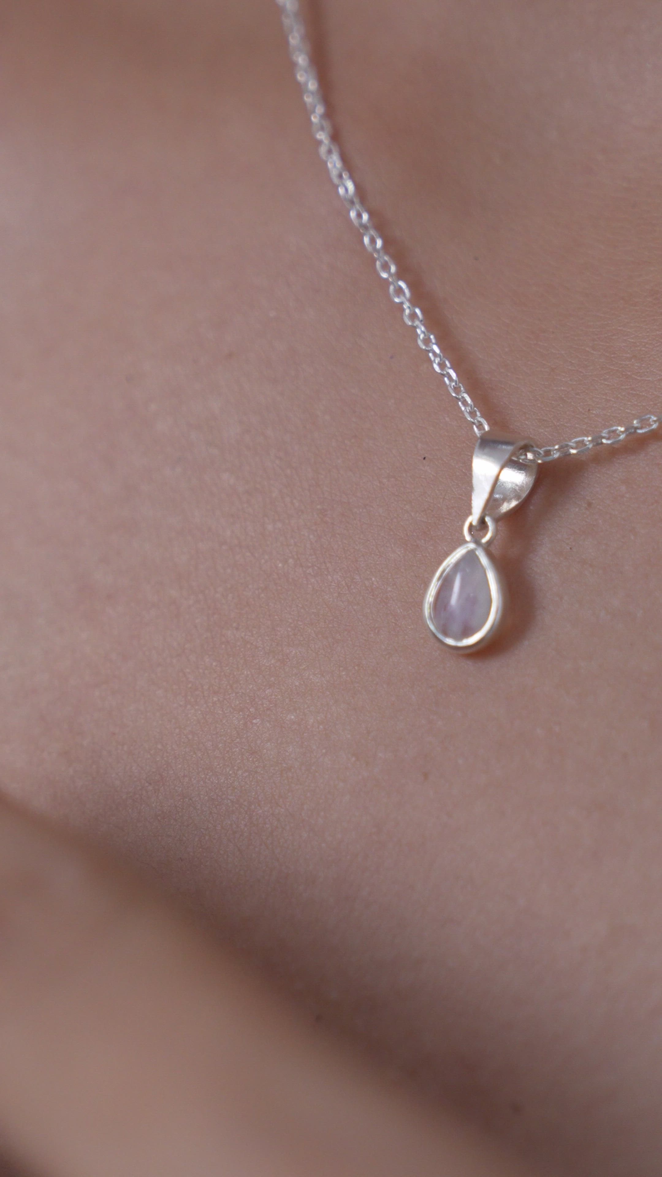 Rainbow Moonstone Teardrop Pendant in 925 Sterling Silver for Women