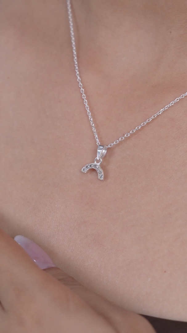 Rainbow Curve Pendant With Chain in 925 Sterling Silver