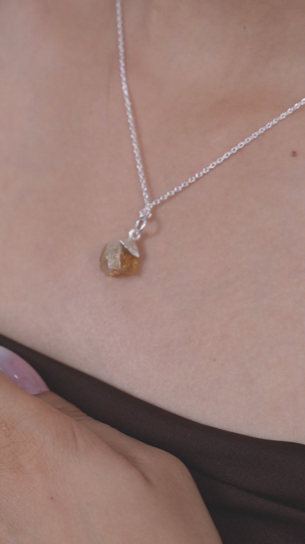 Raw Citrine Locket Pendant in 925 Sterling Silver