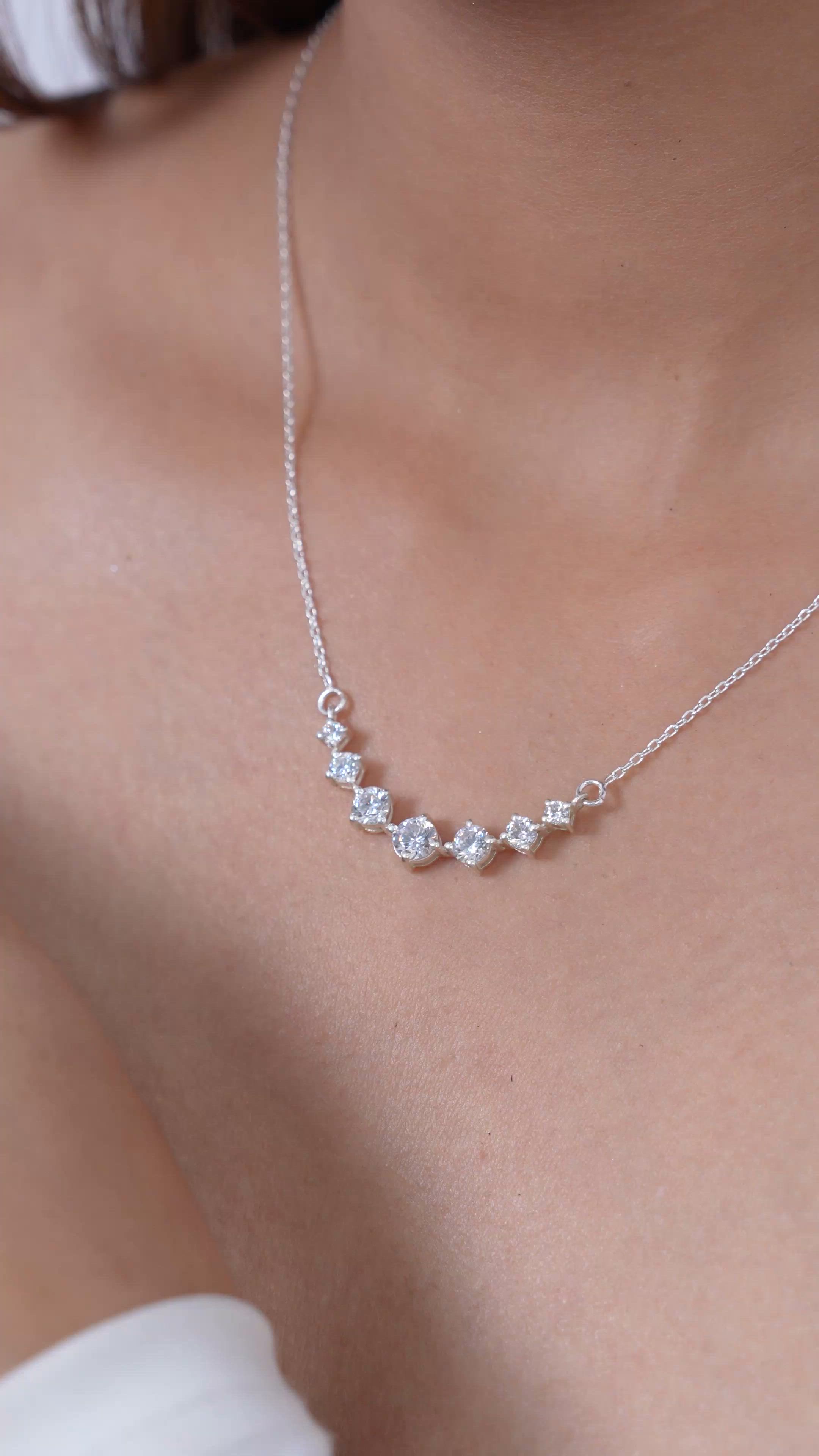 Silver Diamond Solitaire Pendant in 925 Sterling Silver