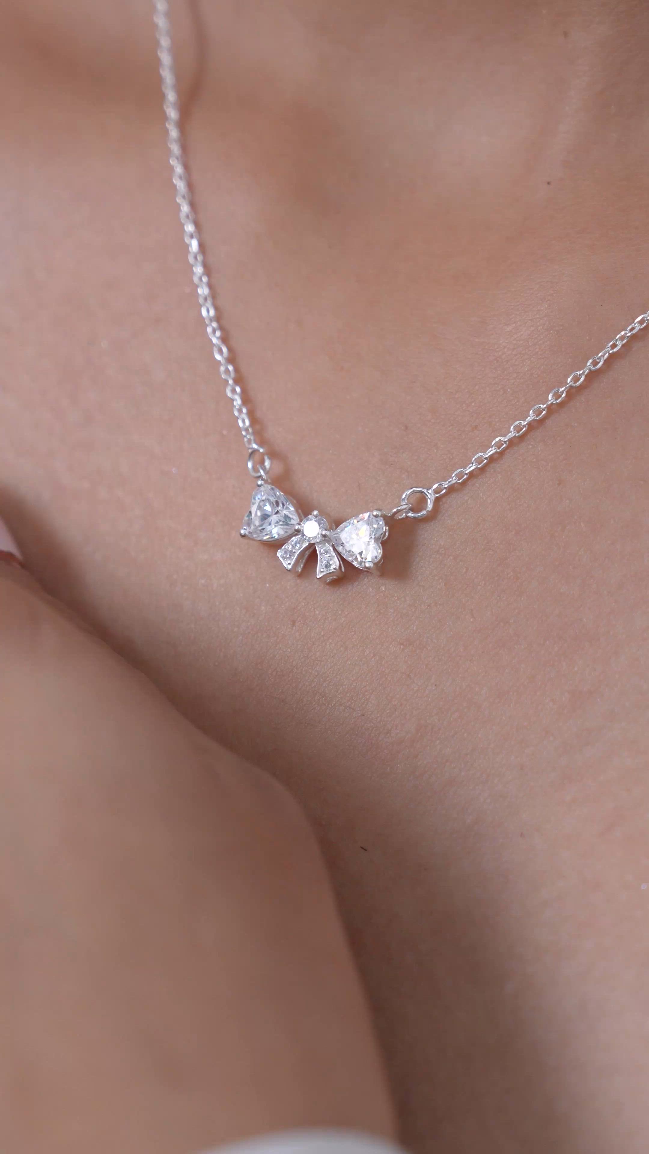 Celestial Ribbon Heart Pendant with Chain in 925 Sterling Silver