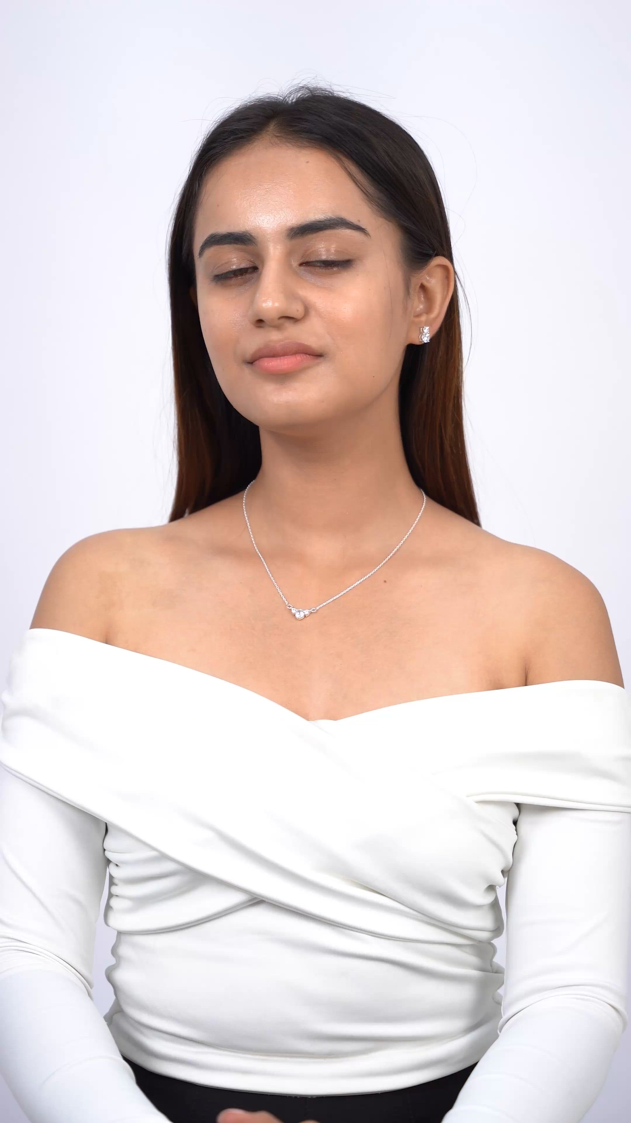 Angelic Tri-Solitaire Pendant Necklace in 925 Sterling Silver