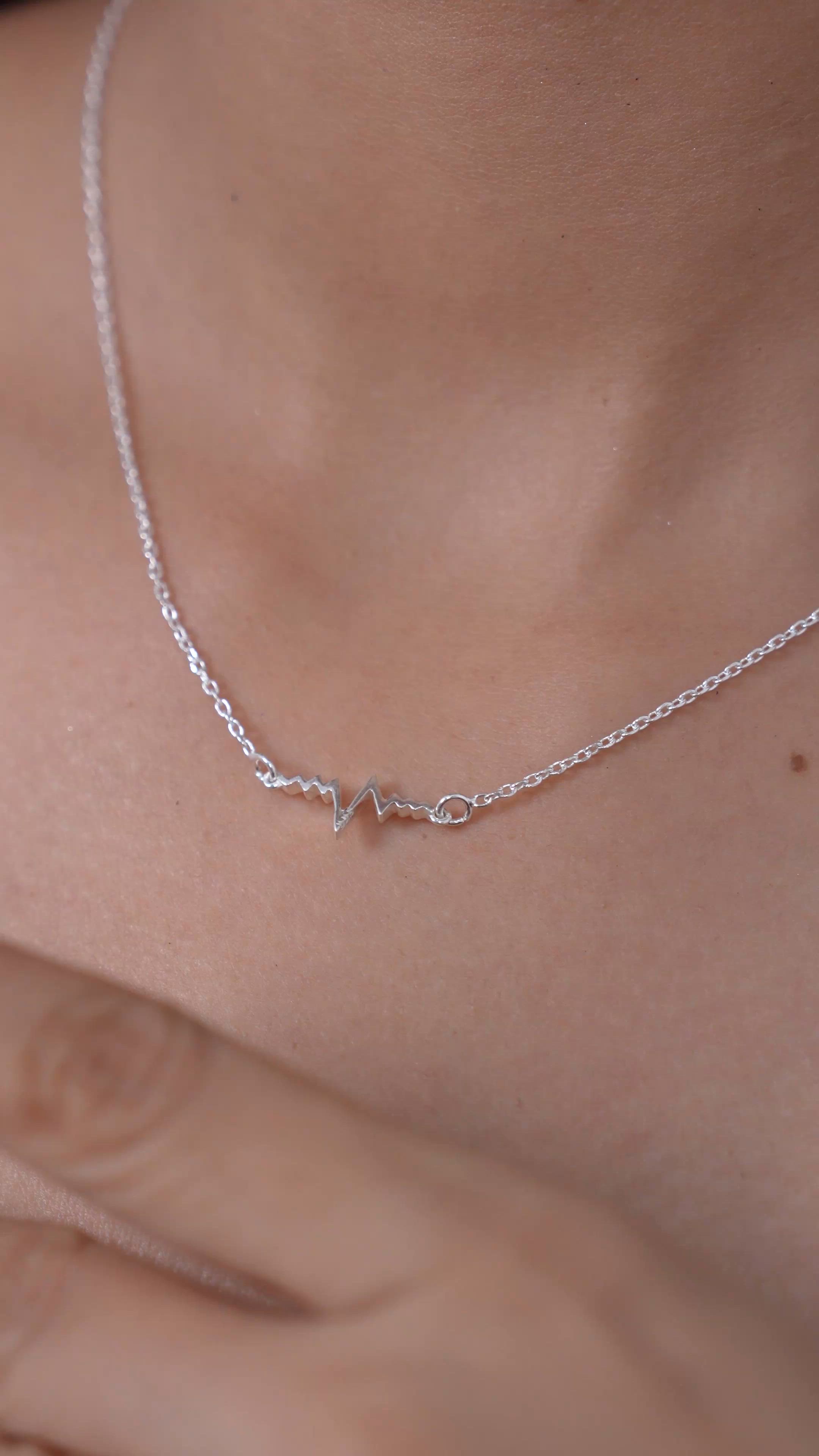 Lifeline Heartbeat Necklace in 925 Sterling Silver for Women