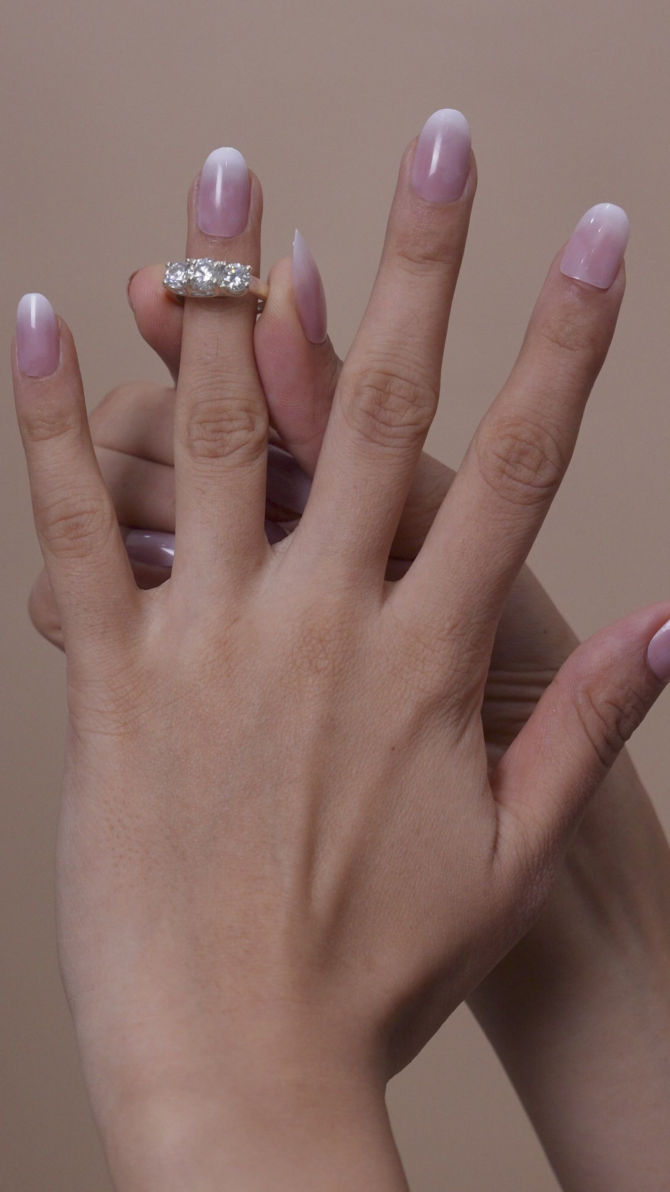 Silver Diamond Ring: Triple Solitaire Adjustable 925 Engagement Ring