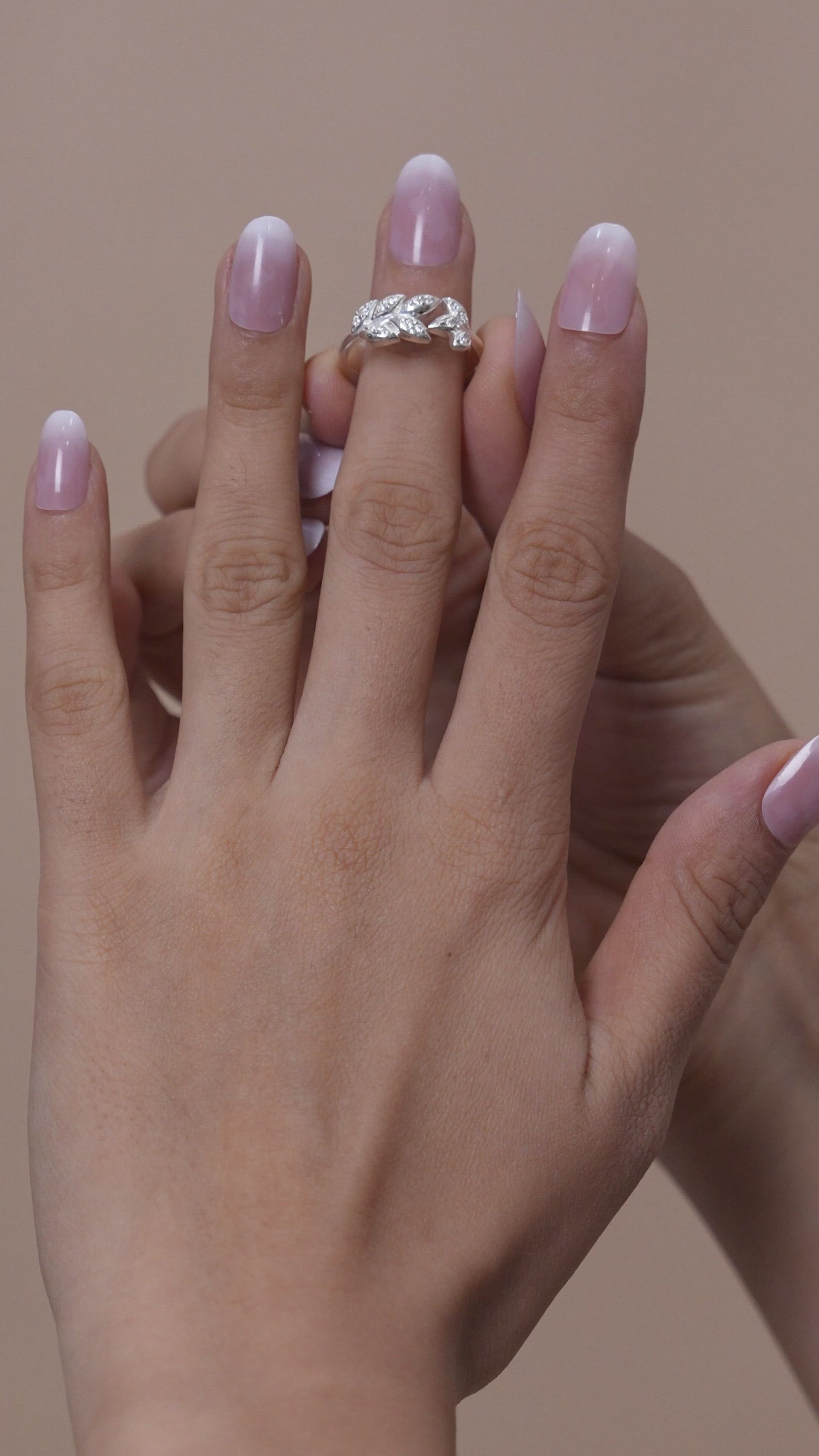 Radiant Leaf Solitaire Adjustable Ring in 925 Sterling Silver