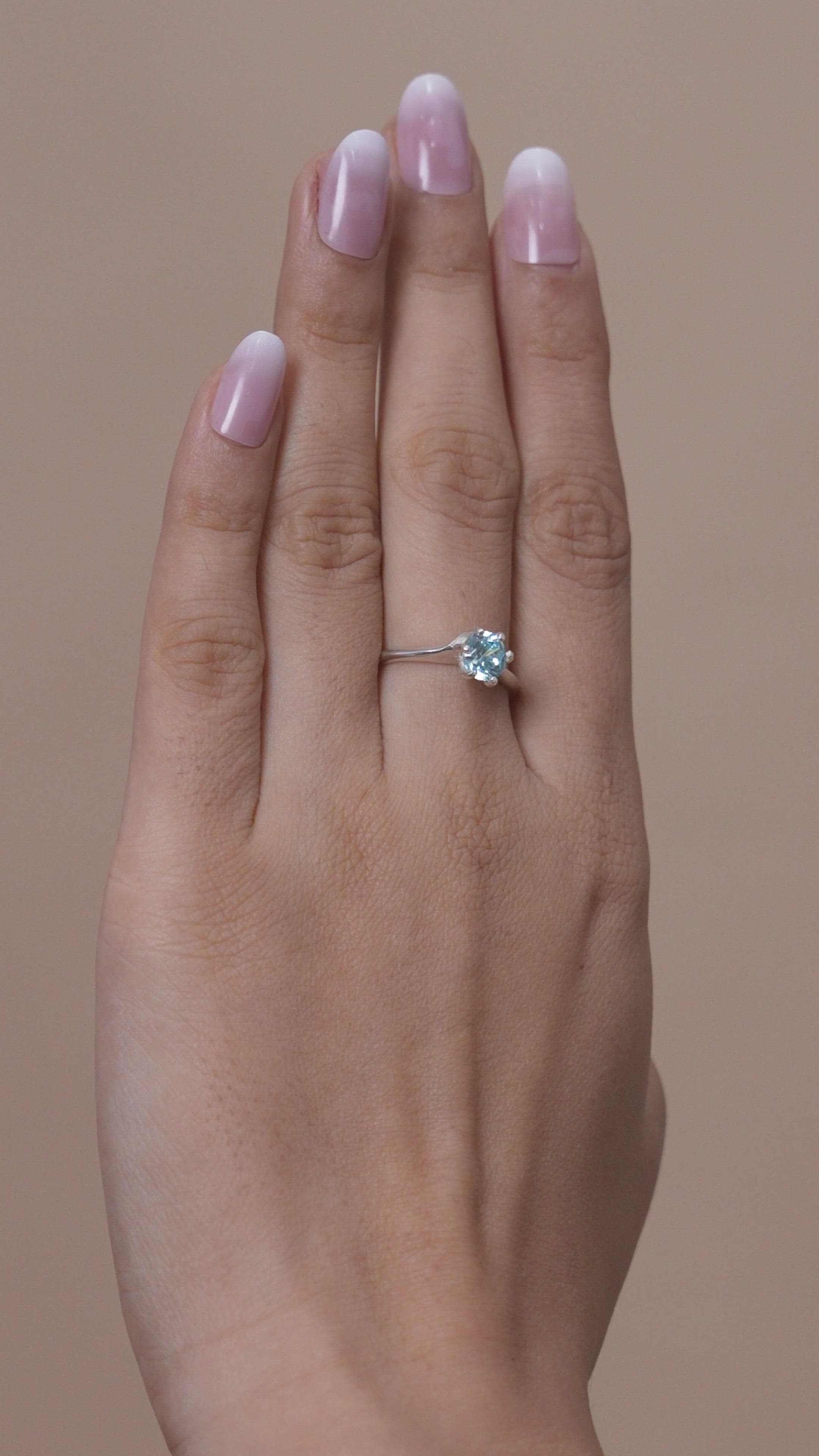 Aquamarine Ring | Martini Solitaire Adjustable 925 Sterling Silver