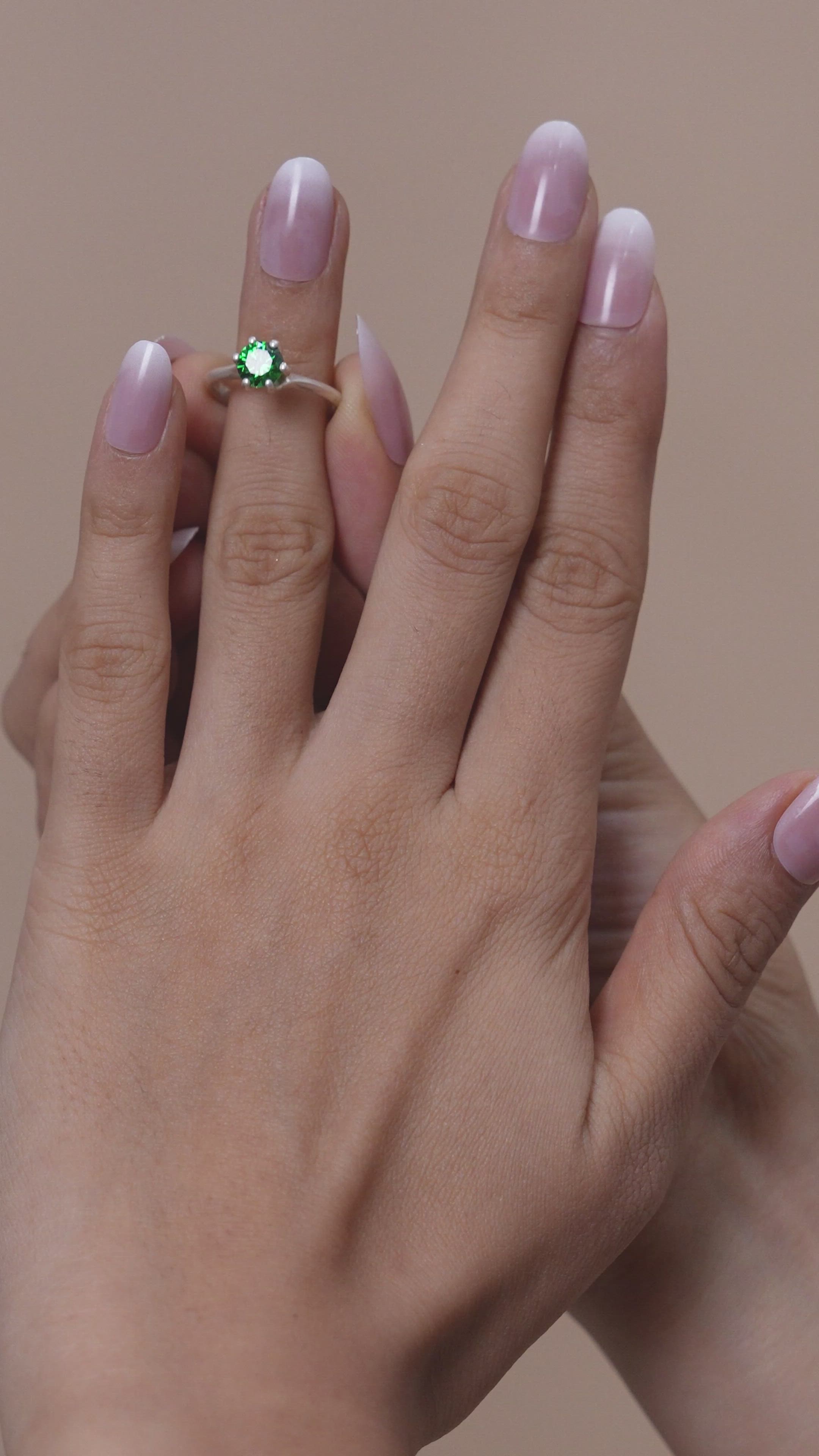 Martini Emerald Solitaire Ring | Adjustable 925 Sterling Silver