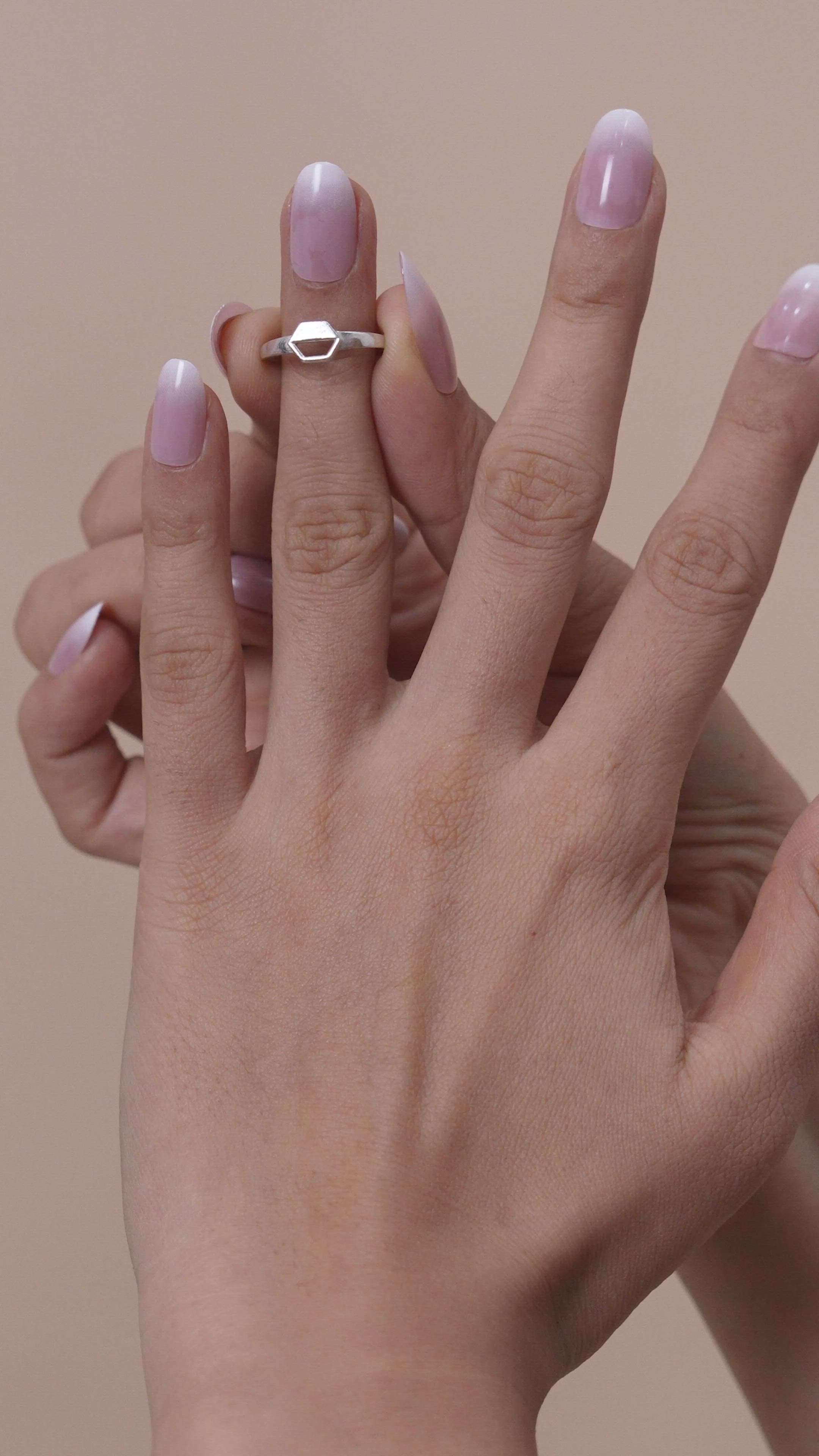 Edgy Hexagon Adjustable Ring in 925 Sterling Silver