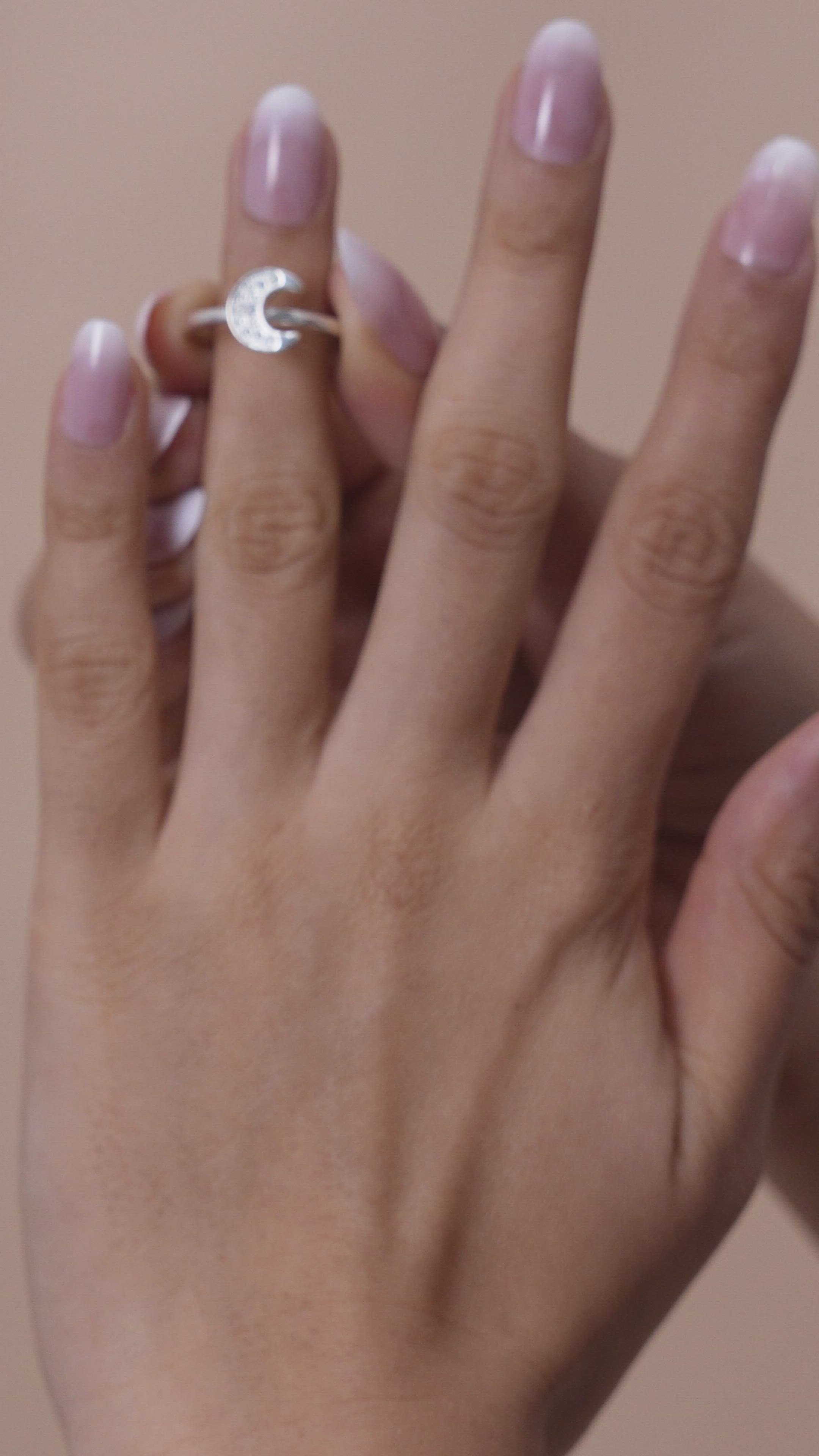 Moon Ring Silver for Women | Mystique American Diamond Adjustable Ring