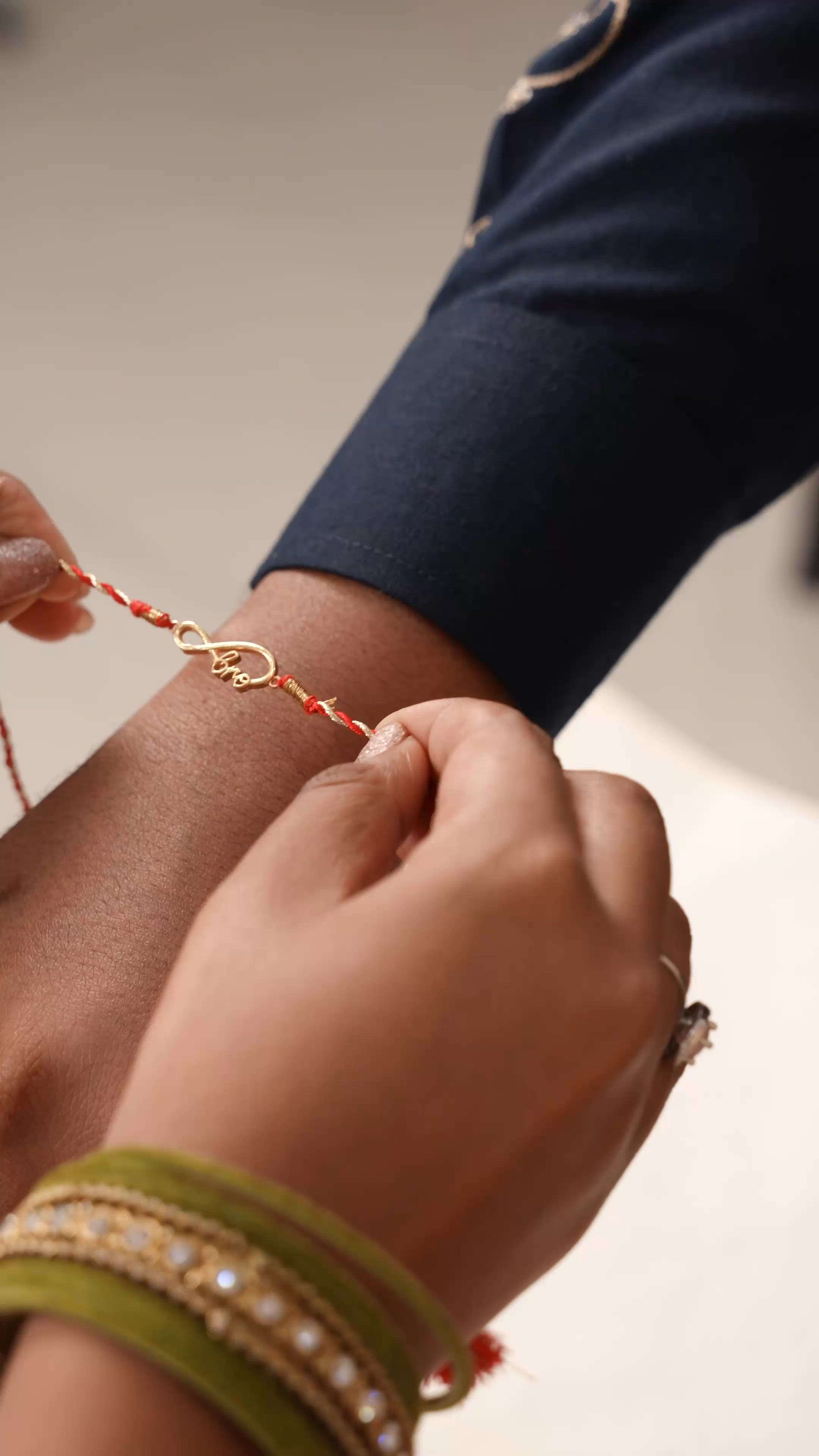 Infinity Bond 18k Gold Finish Silver Rakhi for Brother – 925 Silver