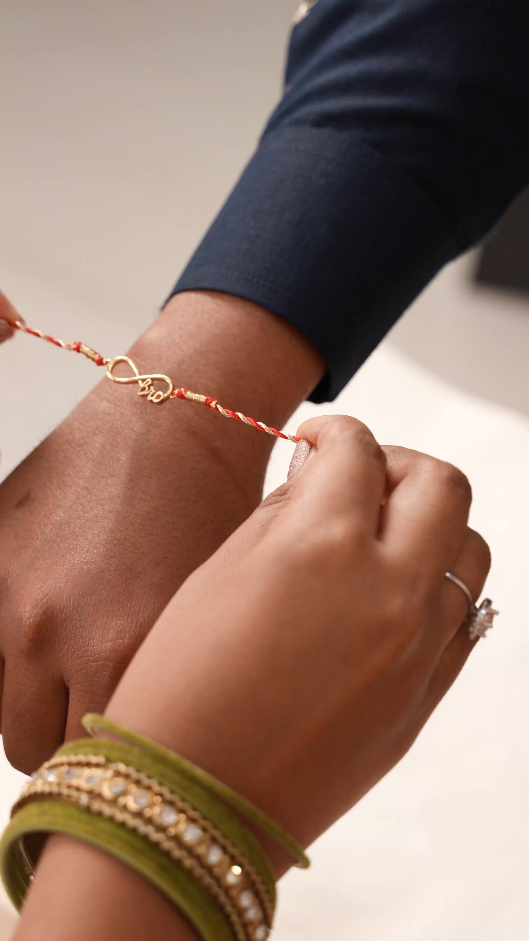 Infinity Love 18k Gold Finish Silver Rakhi for Brother – 925 Silver