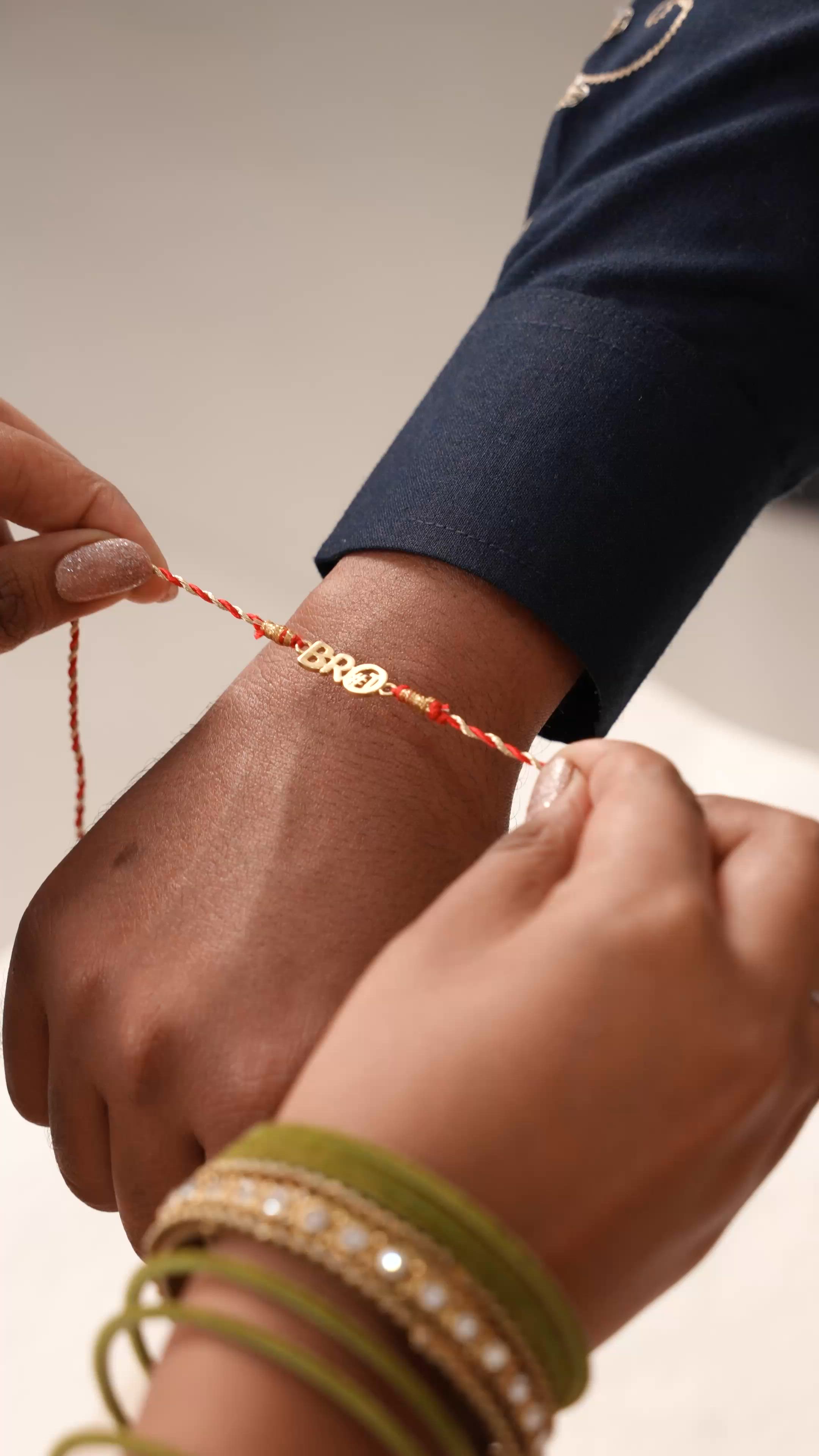 BroCode 18k Gold Finish Silver Rakhi for Brother – 925 Silver