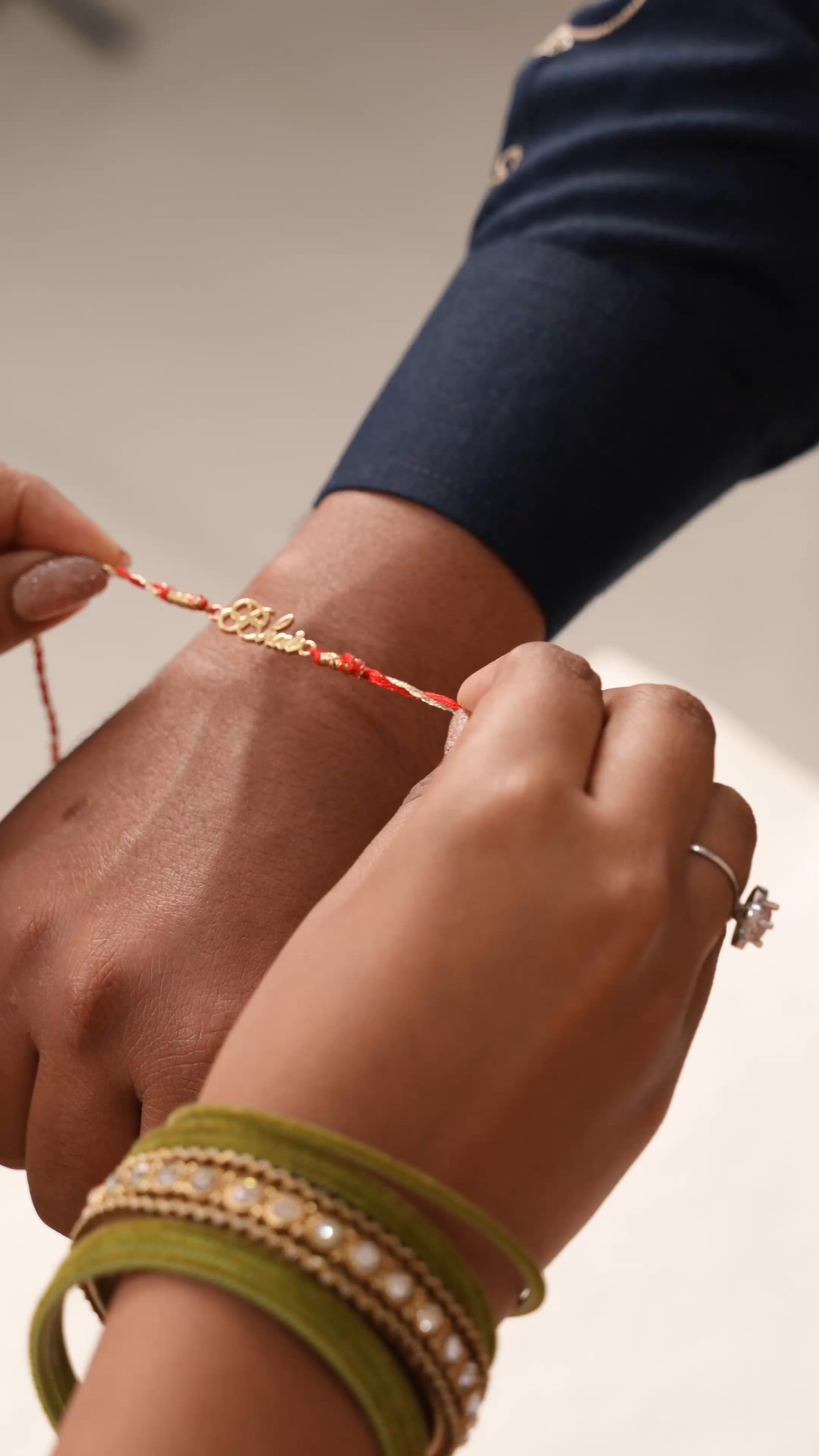 Signature Bhai Gold-Plated Silver Rakhi – 925 Silver