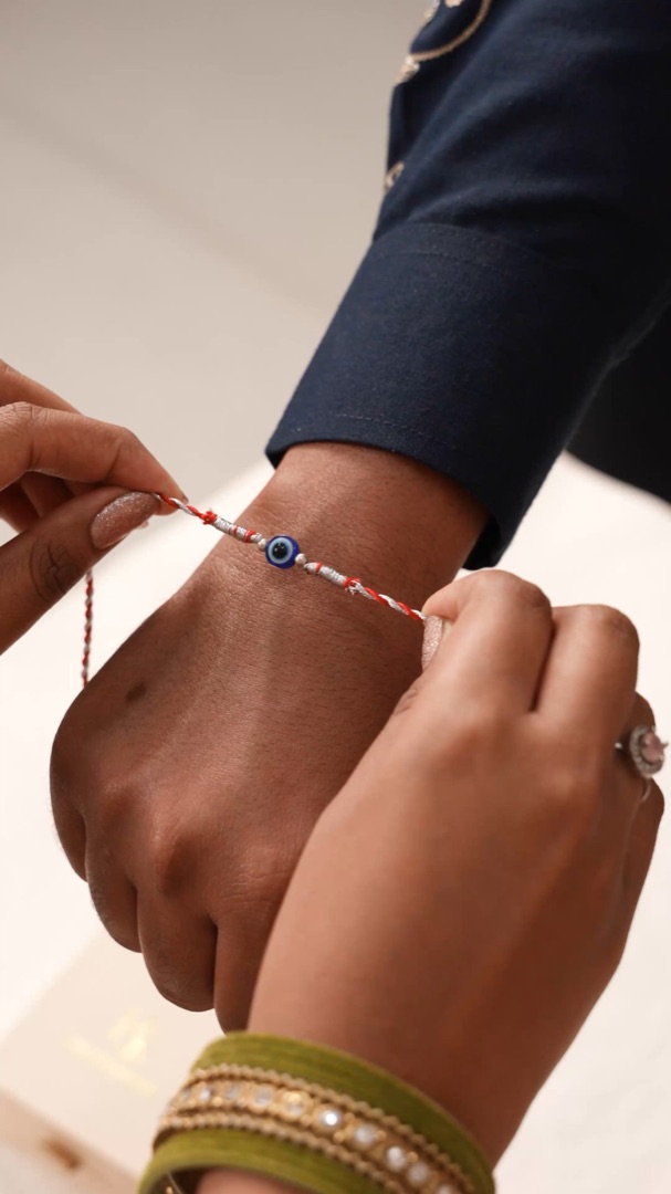 Evil Eye Protection Silver Rakhi for Brother – 925 Sterling Silver