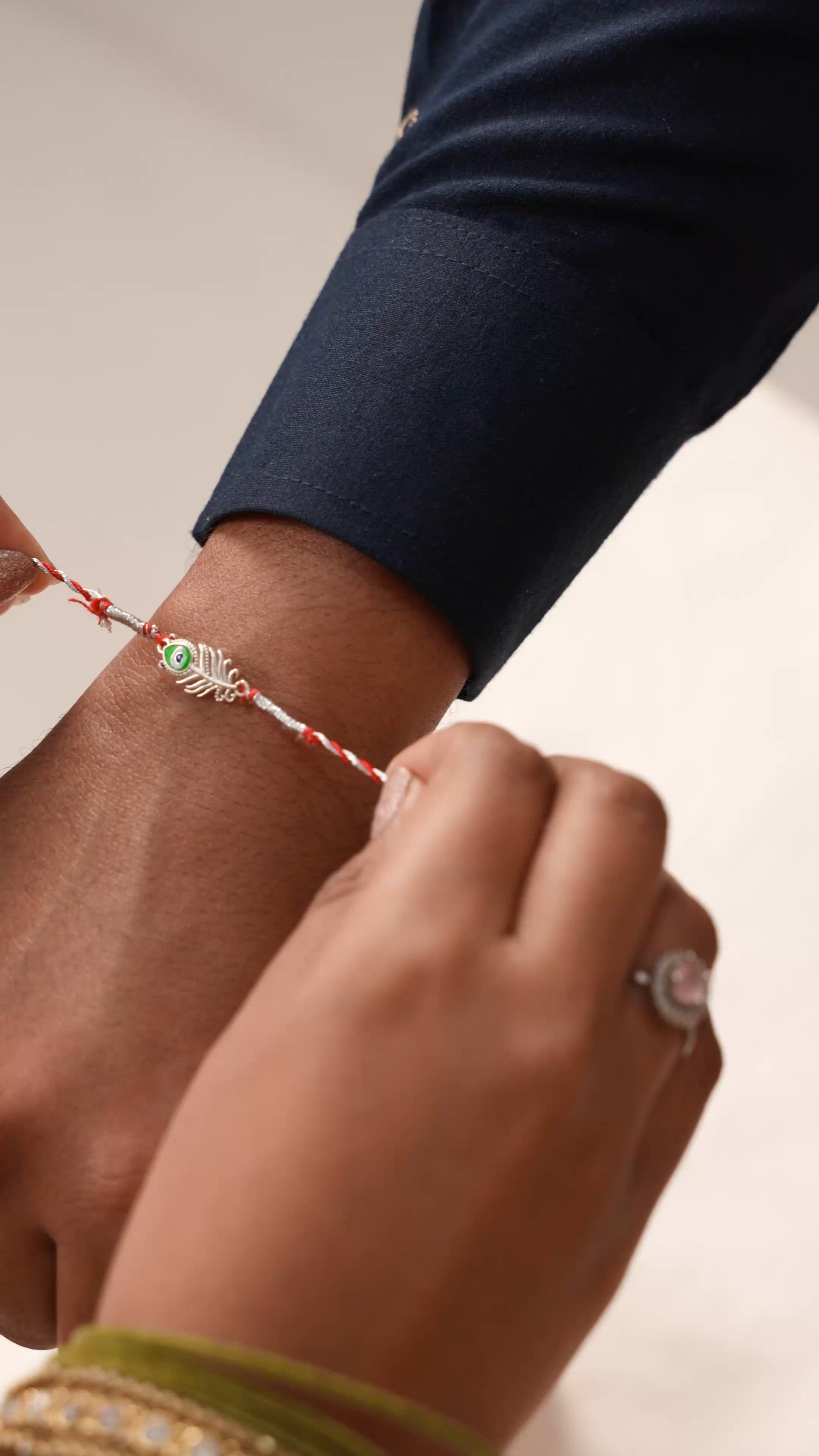 Krishna Morpankh Silver Rakhi for Brother – 925 Silver